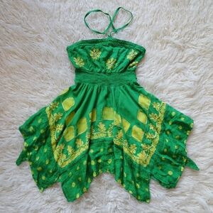 Green Fairy Halter Dress Babydoll Top with Tie Back